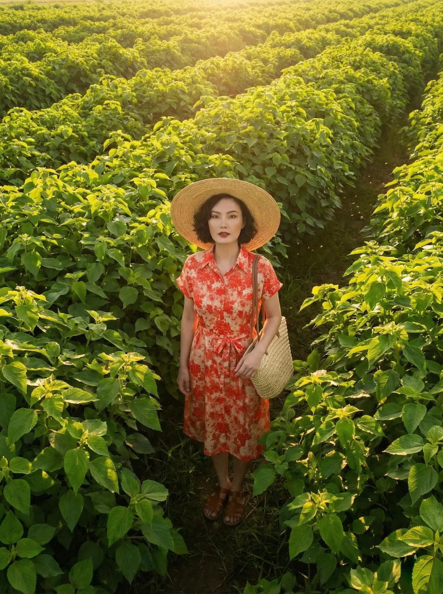 Đầm sơ mi vải gai xanh ramie thời trang Hity