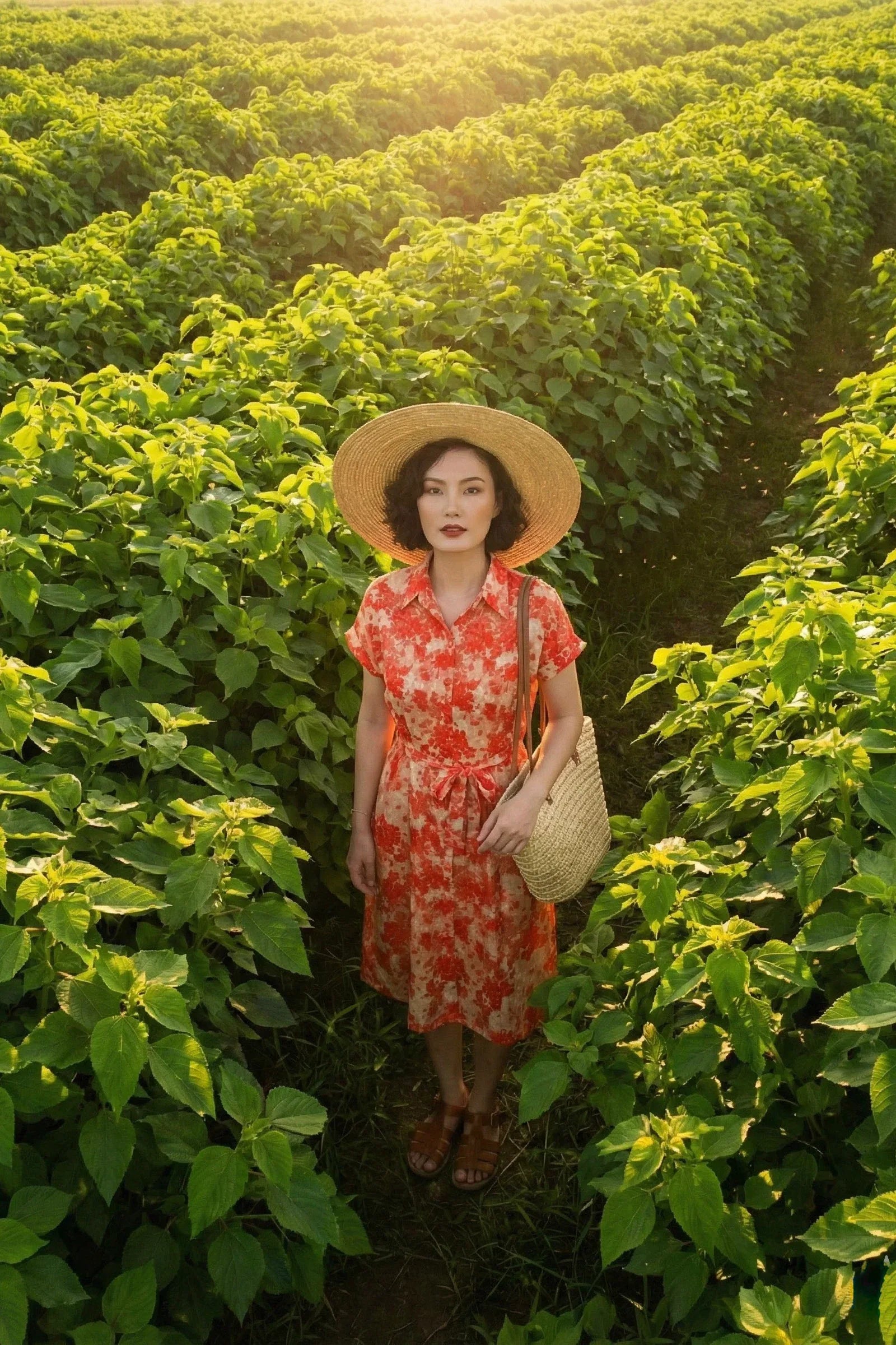 Đầm sơ mi vải gai xanh ramie thời trang Hity