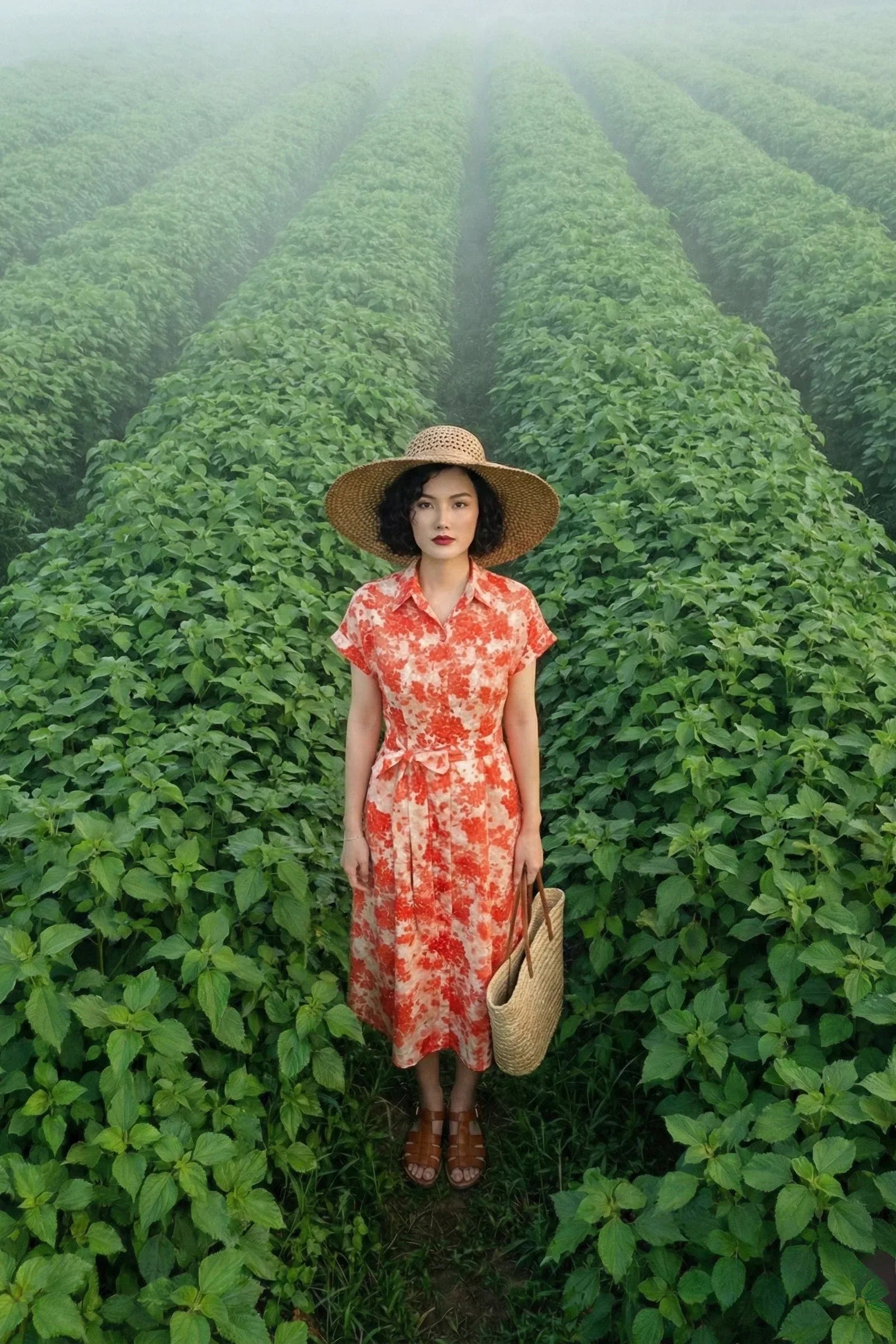 Đầm sơ mi vải gai xanh ramie thời trang Hity
