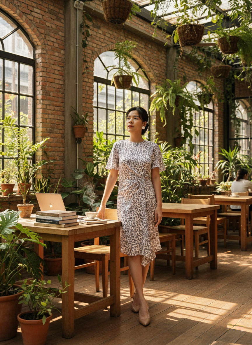 Đầm Suông Nhấn Eo Anh Đào