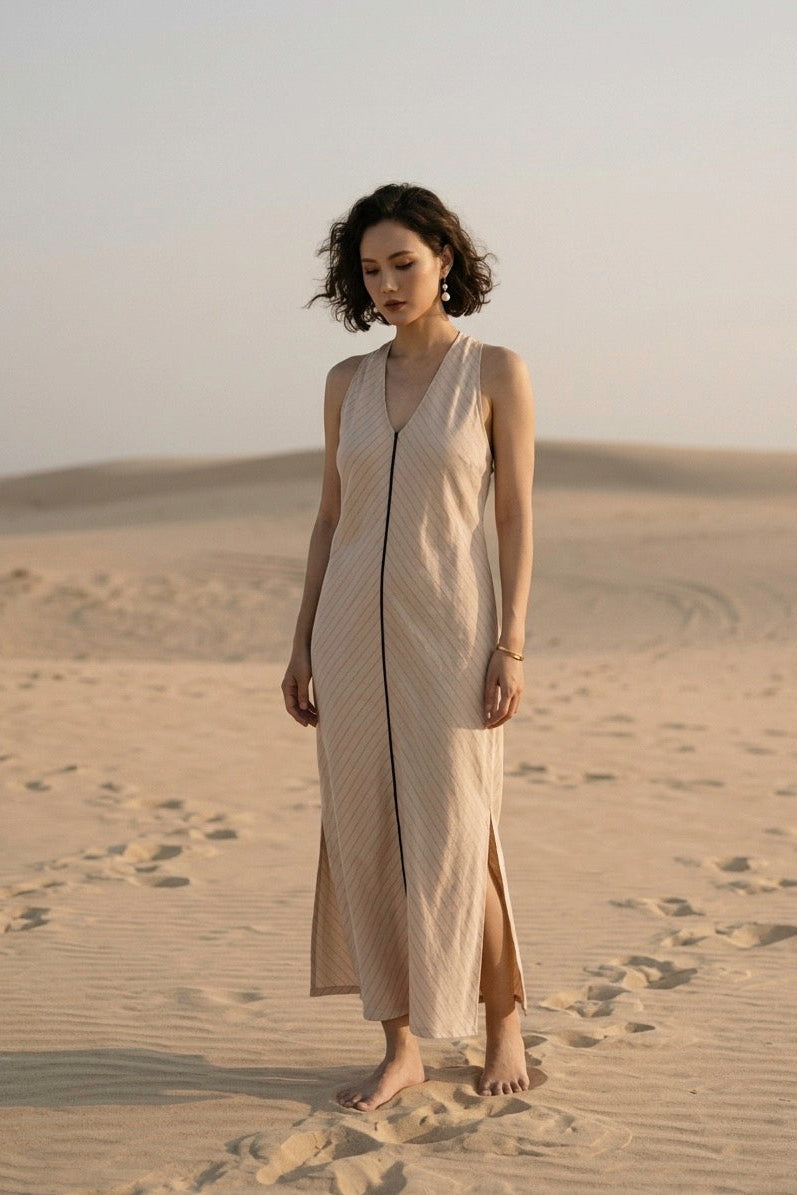 Đầm suông hở vai cotton sọc thời trang Hity