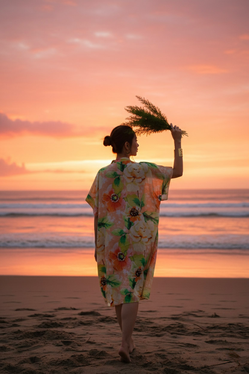 Đầm suông form rộng oversized linen hoa thời trang Hity