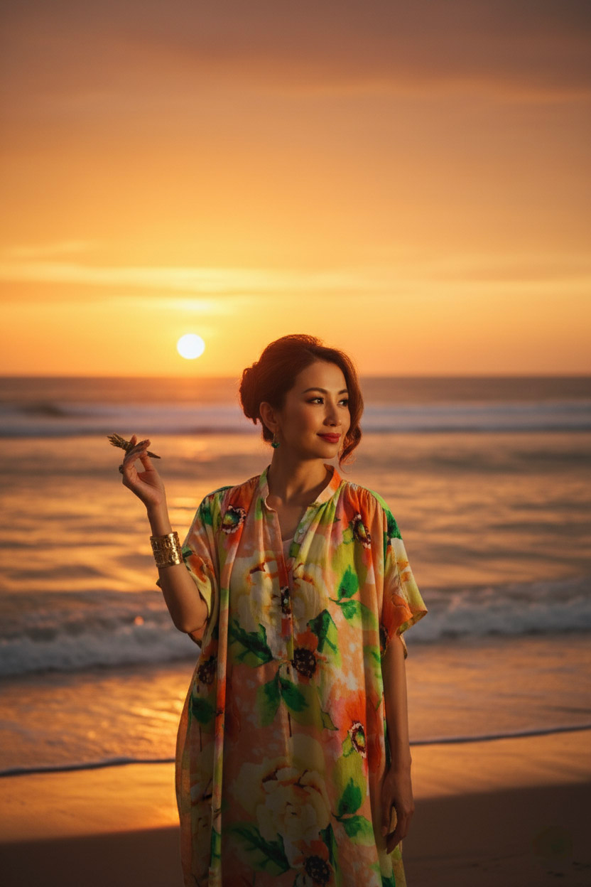 Đầm suông form rộng oversized linen hoa thời trang Hity