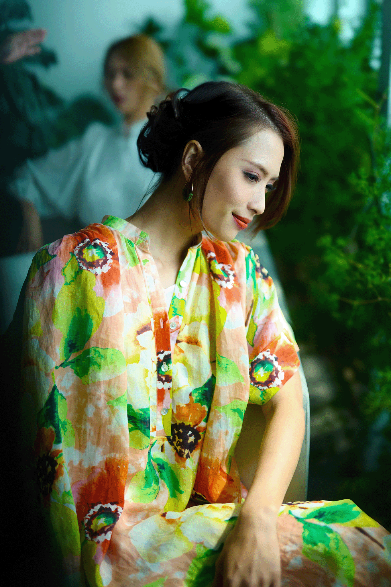 Đầm suông rộng oversized linen hoa dâm bụt thời trang Hity