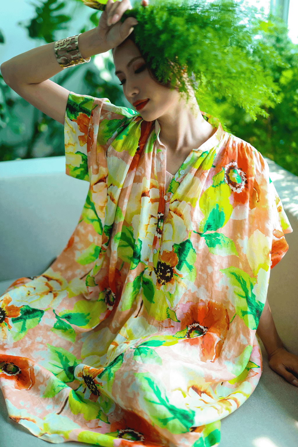 Đầm Suông Oversized Linen Dâm Bụt - Hity