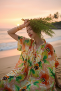 Đầm suông form rộng oversized linen hoa thời trang Hity
