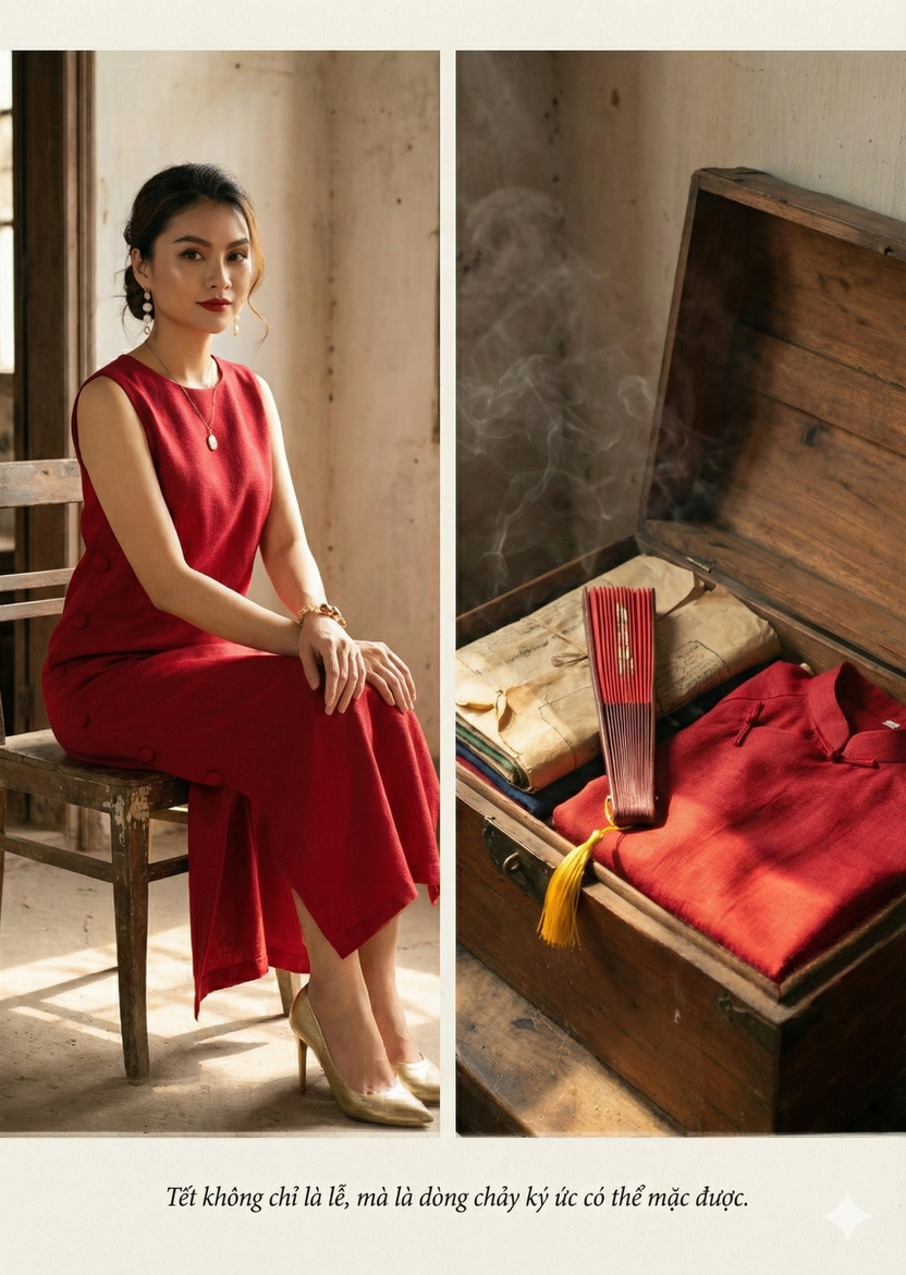 Đầm suông xẻ tà cotton đỏ thời trang Hity