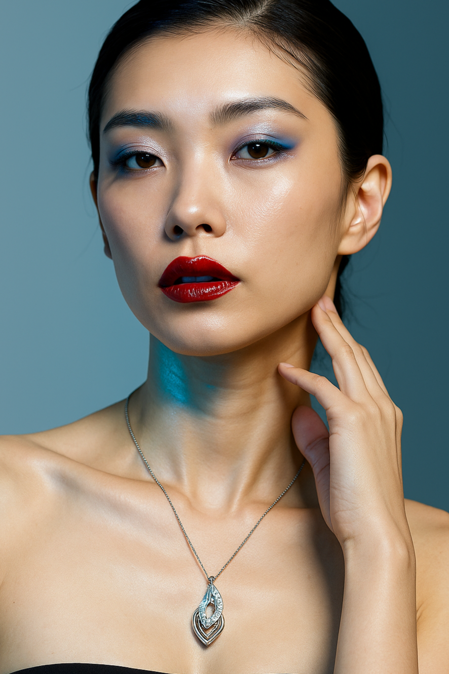 Dây chuyền vòng cổ xích bạc mặt nạm pha lê thời trang Hity