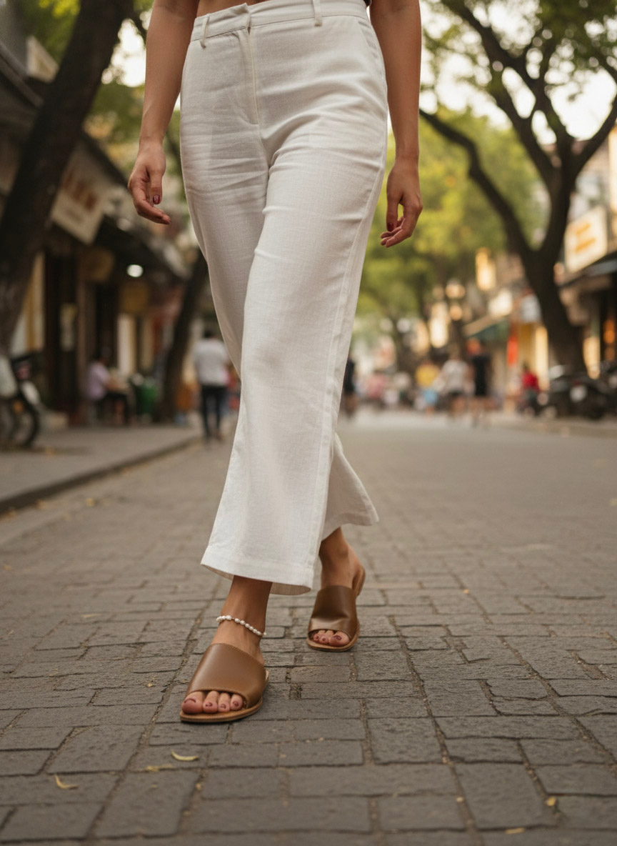 Dép lê quai ngang bảng rộng da bò cao cấp thời trang Hity