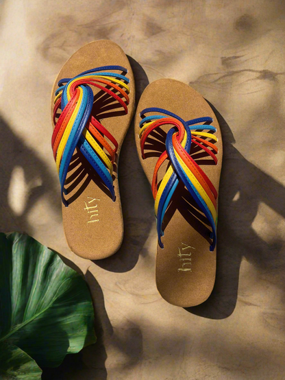 Dép xăng đan sandals da lộn cầu vồng thời trang Hity