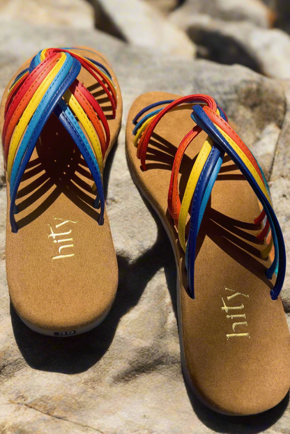 Dép xăng đan sandals da lộn cầu vồng thời trang Hity