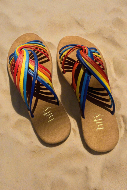 Dép xăng đan sandals da lộn cầu vồng thời trang Hity