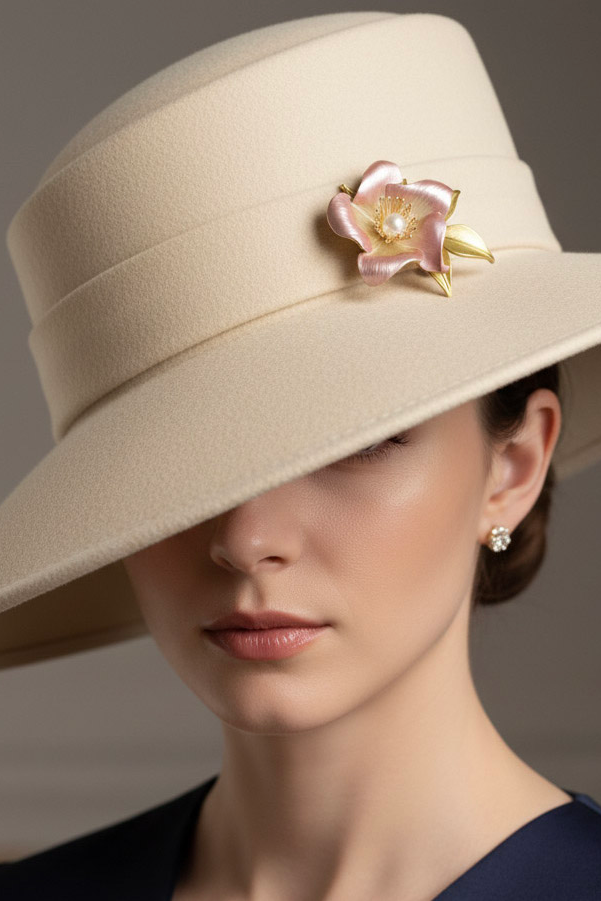 Cài áo hoa hồng đính ngọc trai baroque thời trang Hity