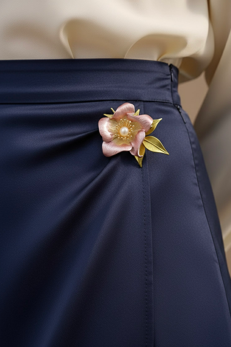 Cài áo hoa hồng đính ngọc trai baroque thời trang Hity