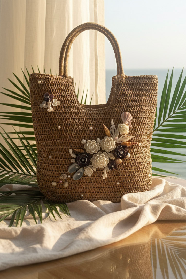 Giỏ cói giấy dáng tote mềm thời trang Hity