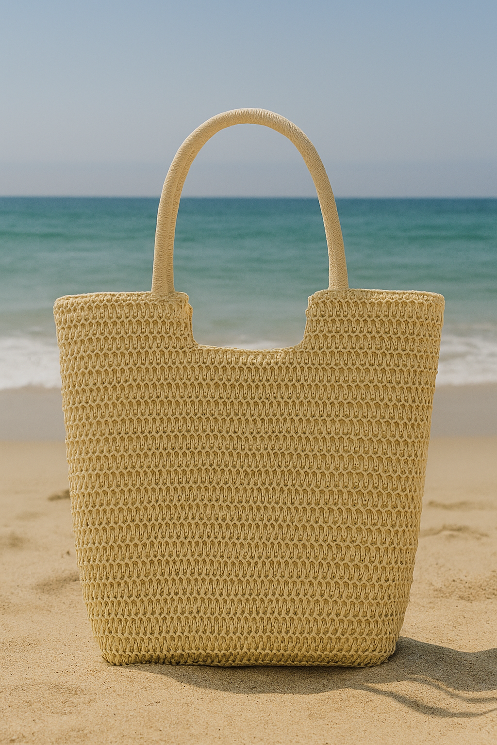 Giỏ cói giấy dáng tote mềm trang trí vỏ sò ốc thời trang Hity