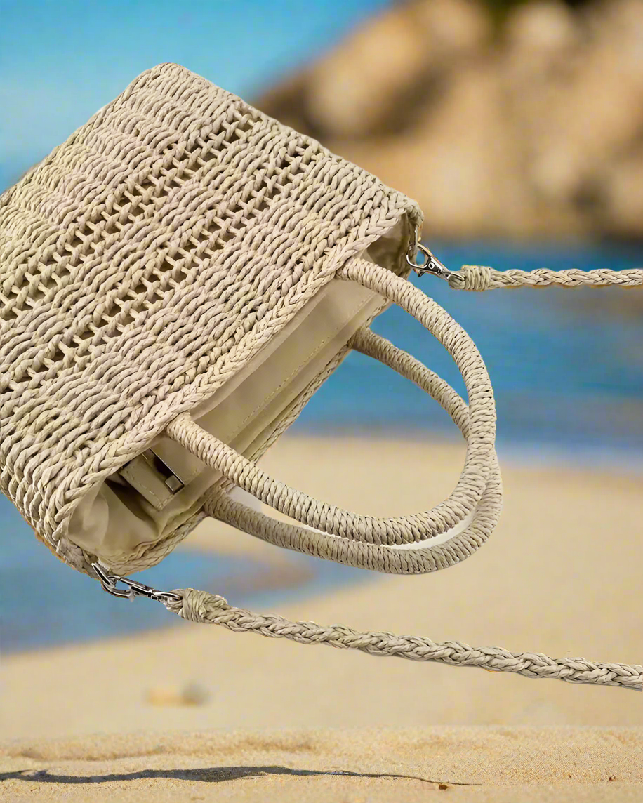 Giỏ cói vuông đeo vai thời trang Hity