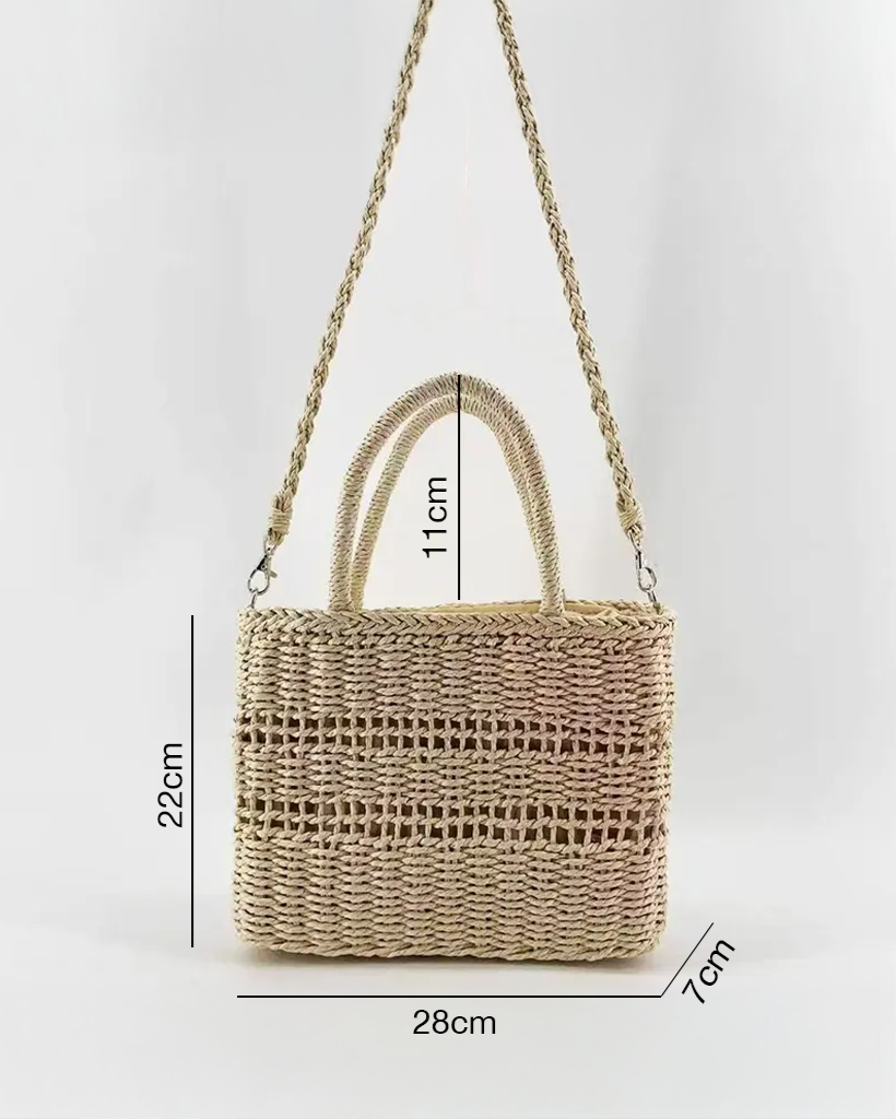 Giỏ cói vuông đeo vai thời trang Hity
