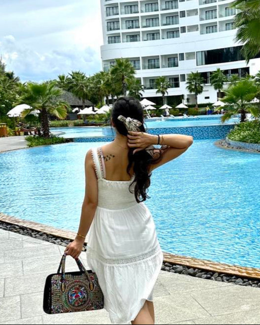 Giỏ túi xách tay thổ cẩm H'mong thời trang Hity