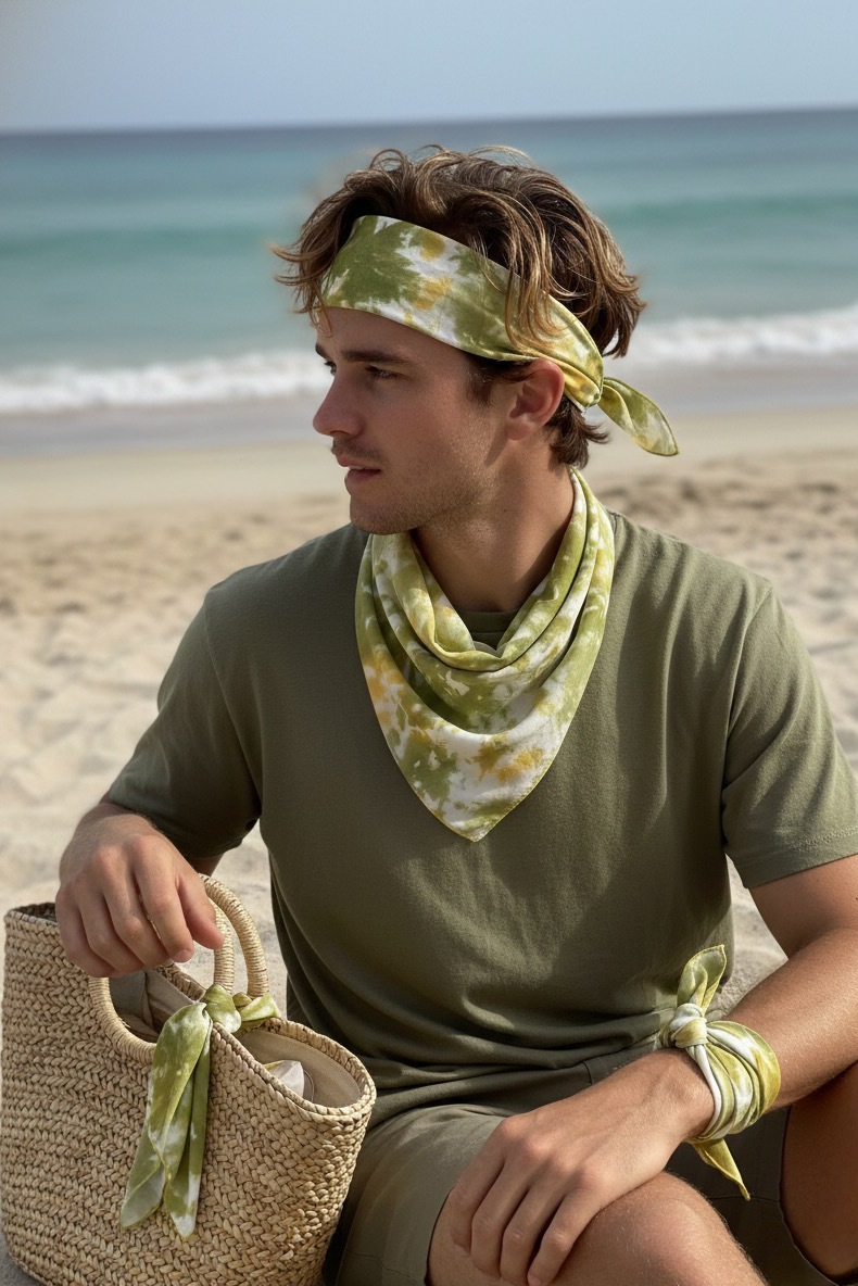 Khăn vuông lụa tơ tằm nhuộm loang tie dye thời trang Hity