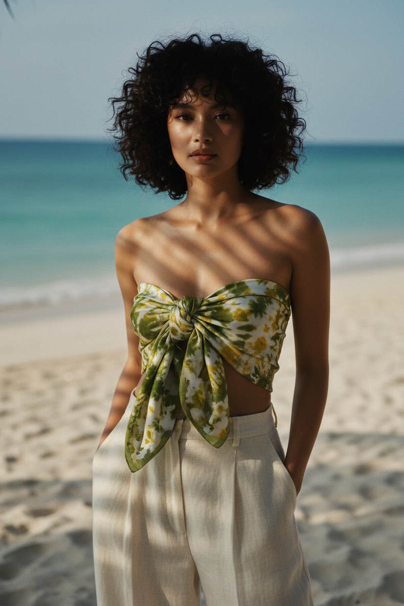 Khăn choàng lụa nhuộm màu loang tie dye thời trang Hity