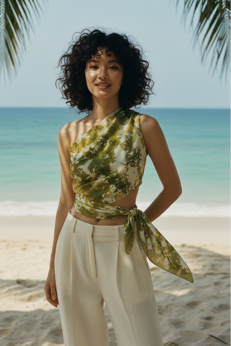 Khăn choàng lụa nhuộm màu loang tie dye thời trang Hity