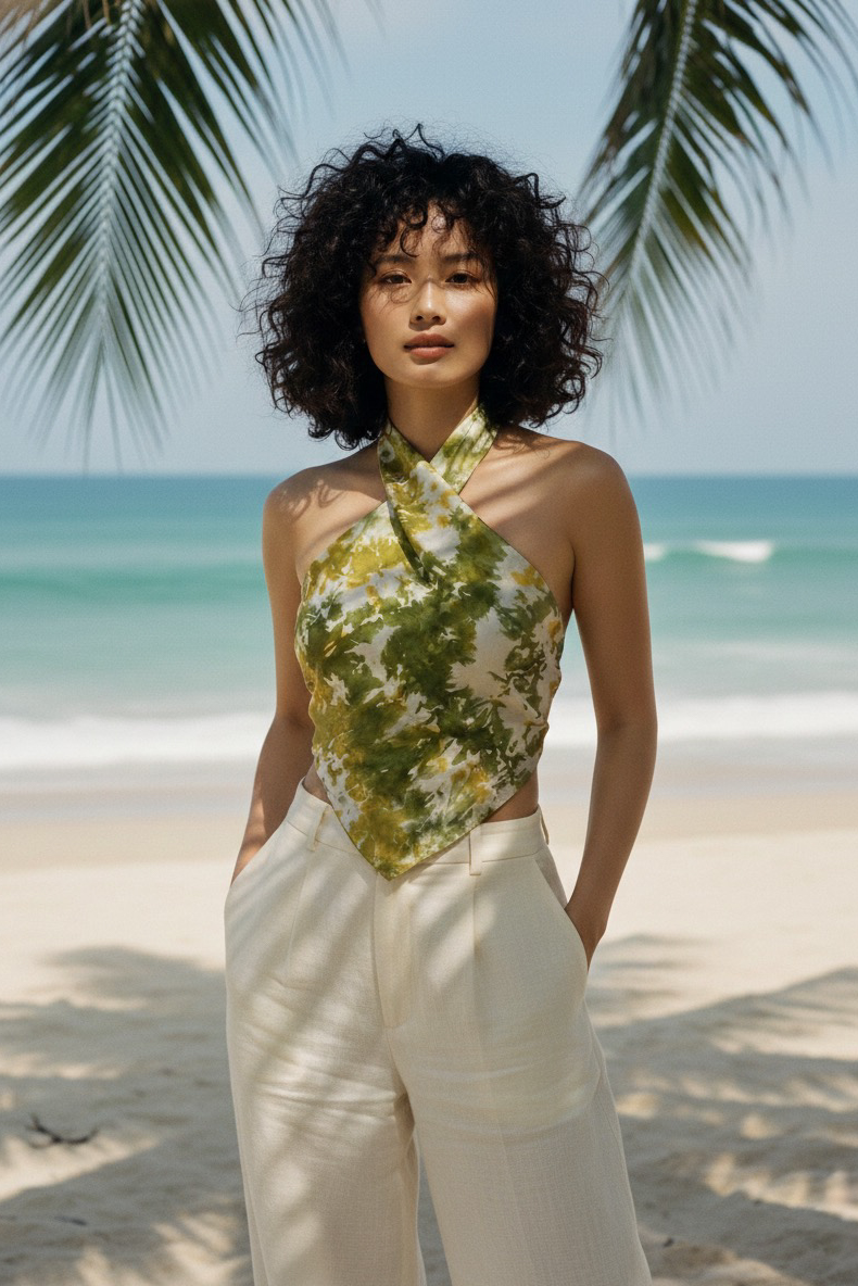 Khăn choàng lụa nhuộm màu loang tie dye thời trang Hity