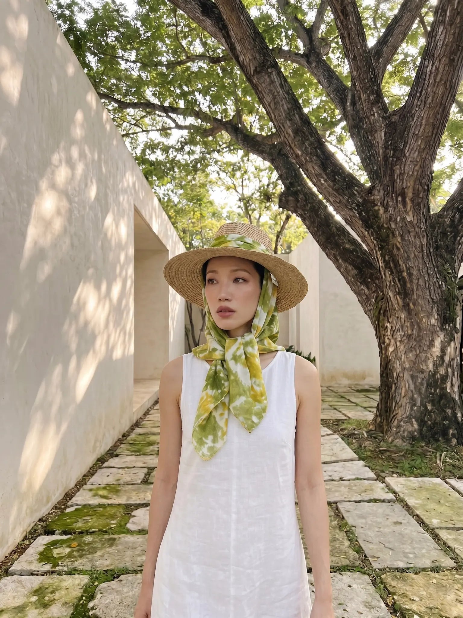 Khăn lụa tơ tằm nhuộm loang tiedye dài thời trang Hity