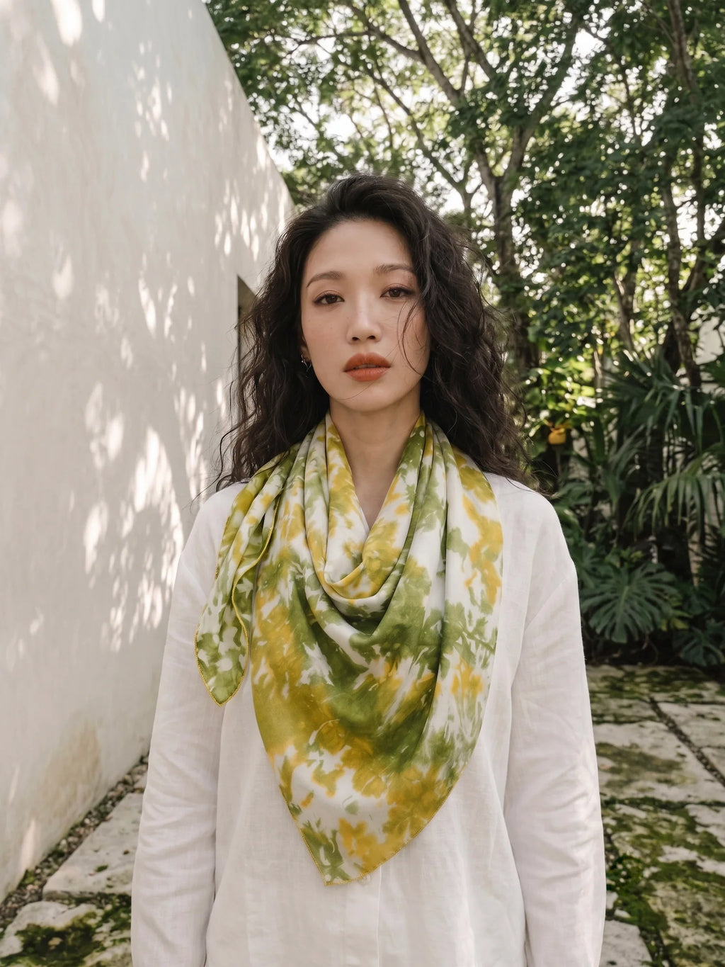 Khăn lụa tơ tằm nhuộm loang tiedye dài thời trang Hity