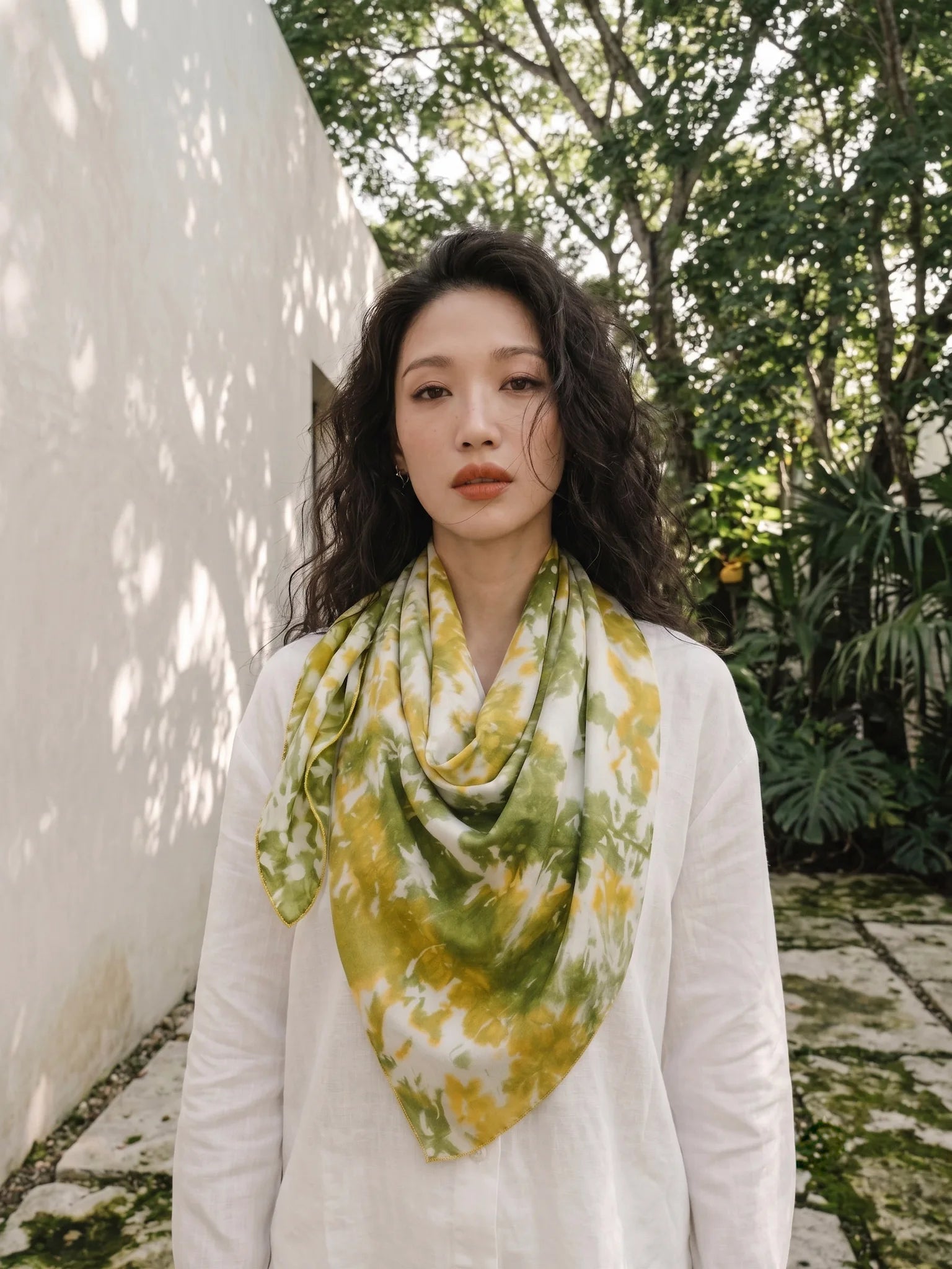 Khăn lụa tơ tằm nhuộm loang tiedye dài thời trang Hity