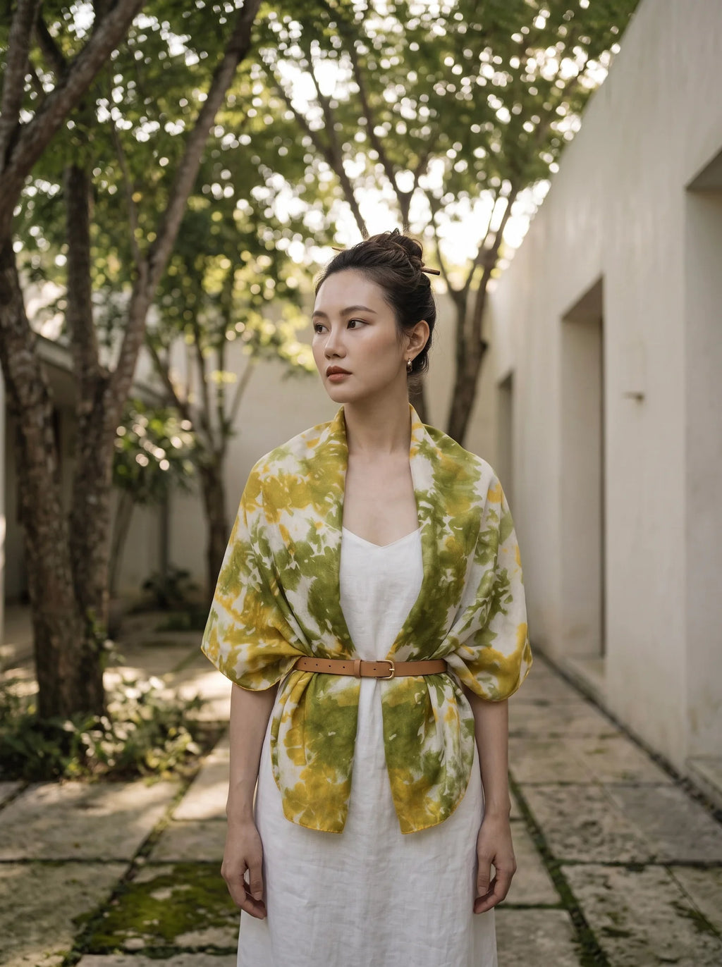 Khăn lụa tơ tằm nhuộm loang tiedye dài thời trang Hity