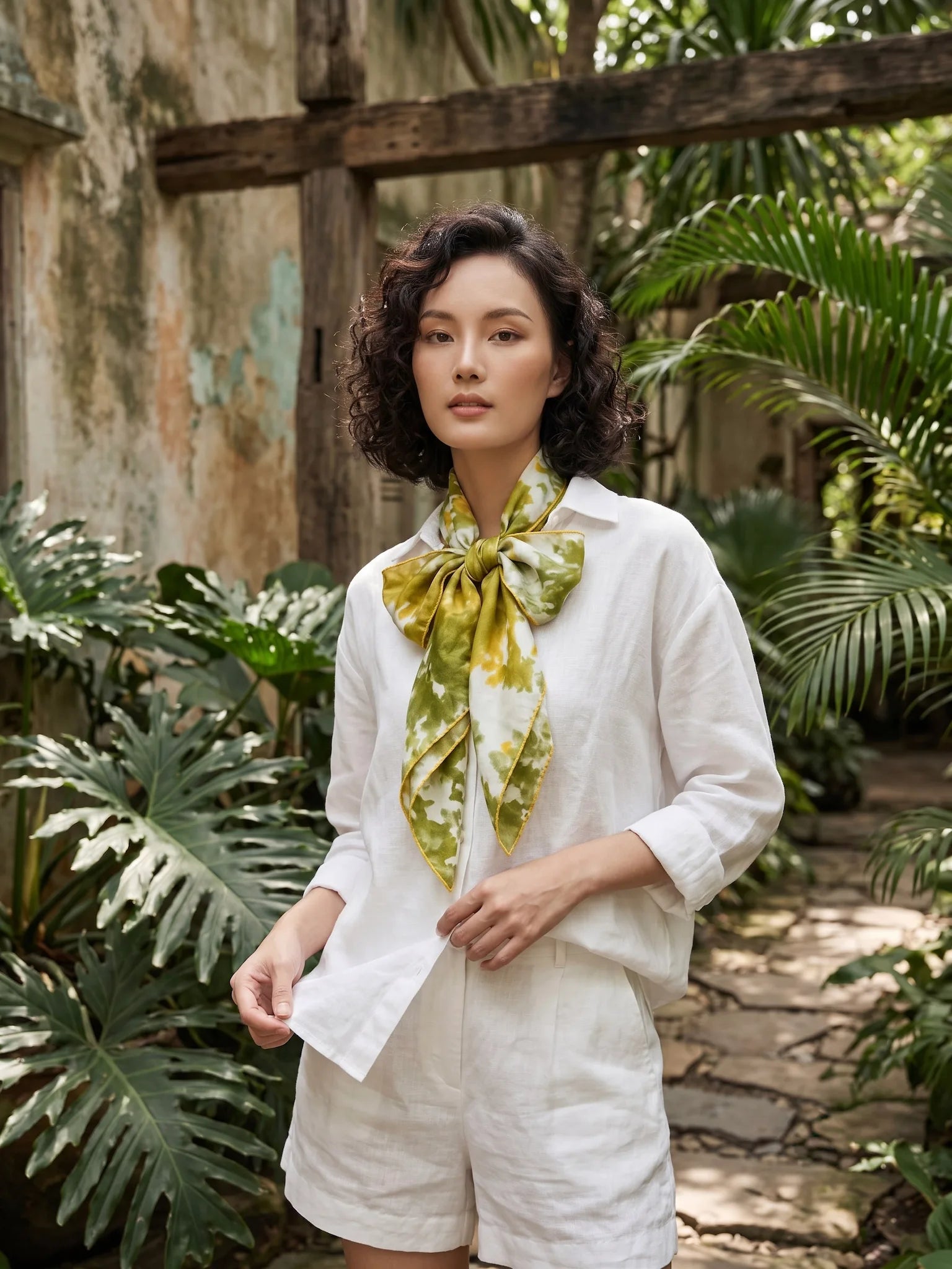 Khăn lụa tơ tằm nhuộm loang tiedye dài thời trang Hity