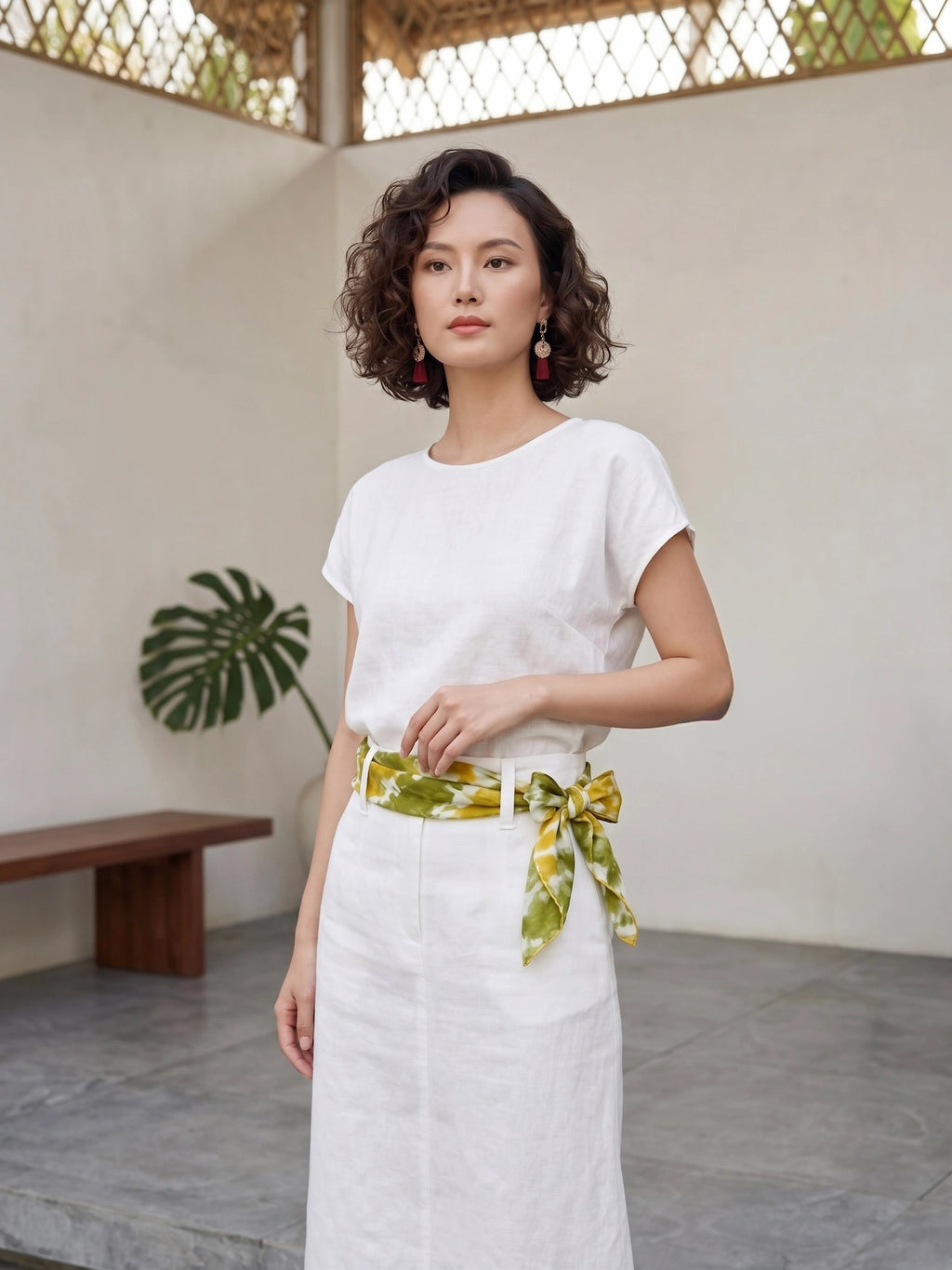Khăn lụa tơ tằm nhuộm loang tiedye dài thời trang Hity