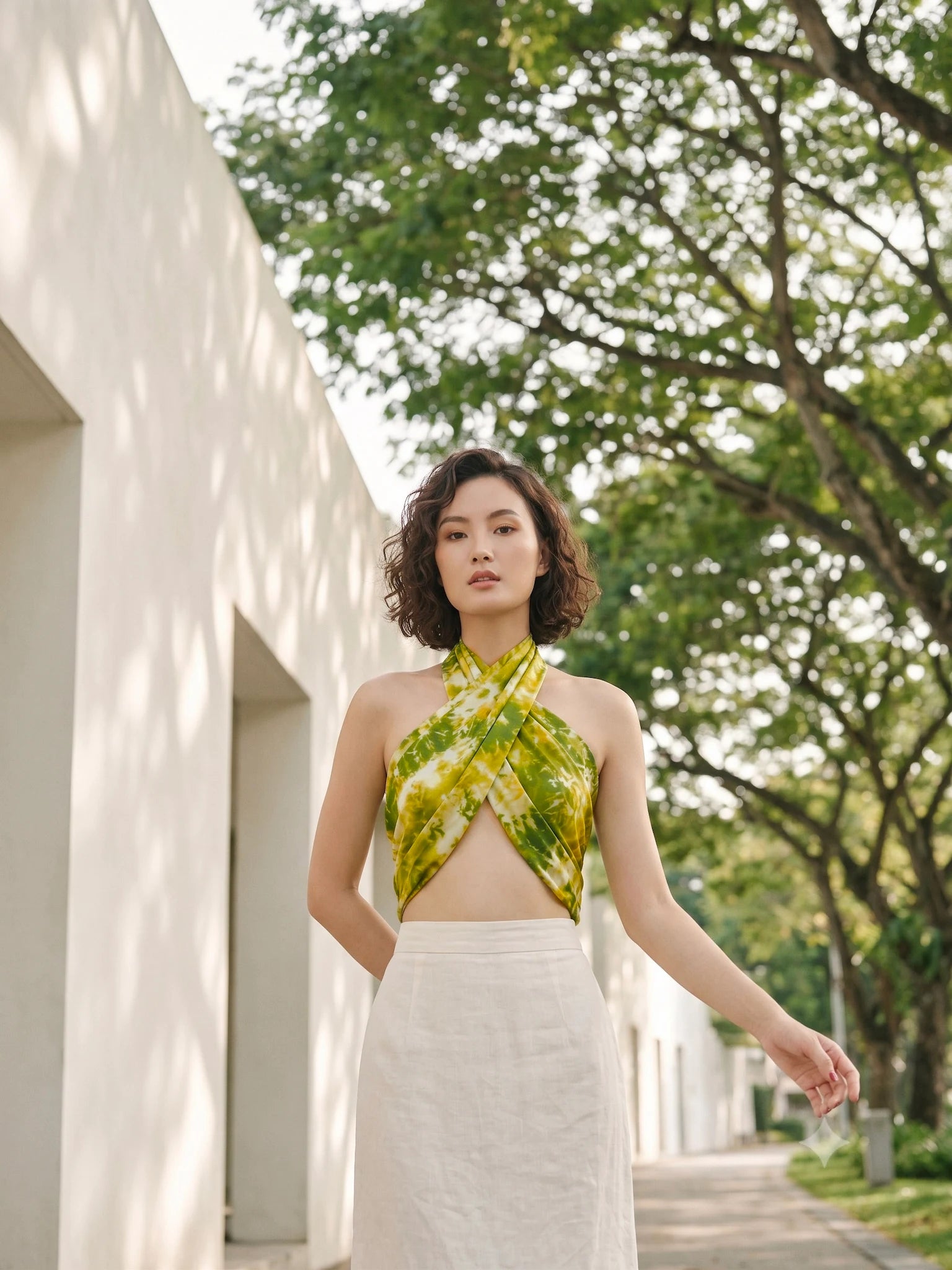 Khăn lụa tơ tằm nhuộm loang tiedye dài thời trang Hity