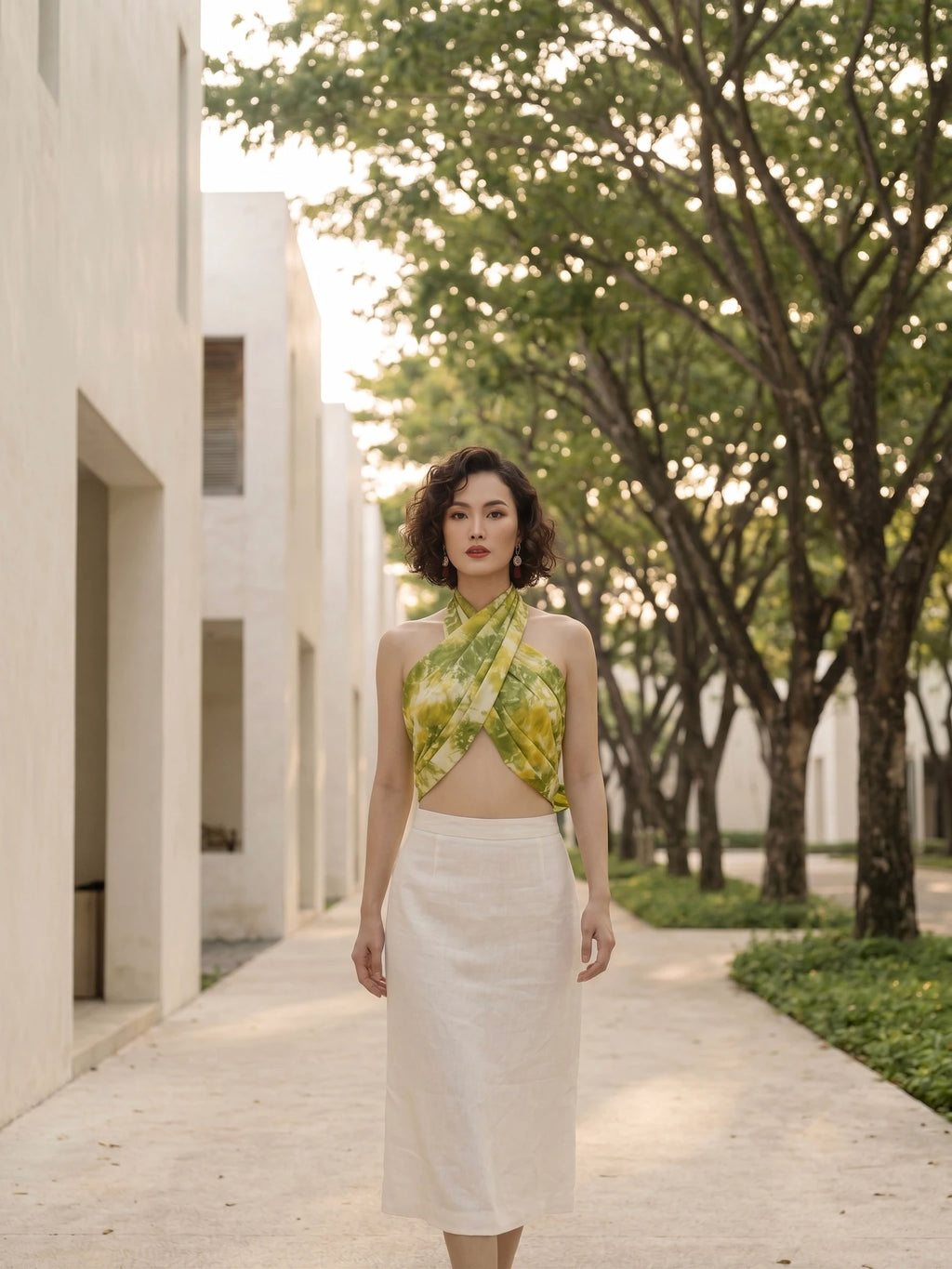 Khăn lụa tơ tằm nhuộm loang tiedye dài thời trang Hity