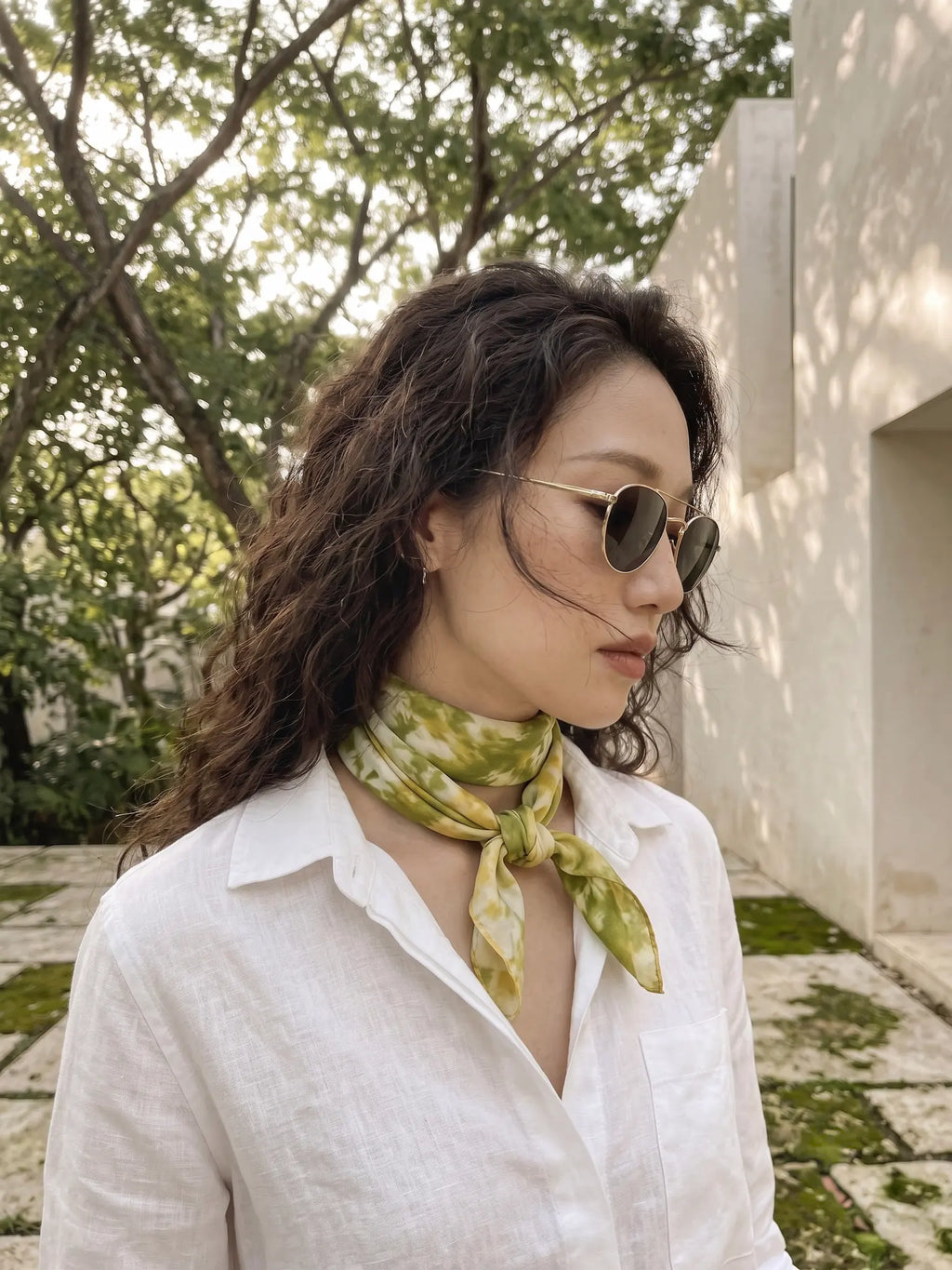 Khăn lụa tơ tằm nhuộm loang tiedye dài thời trang Hity