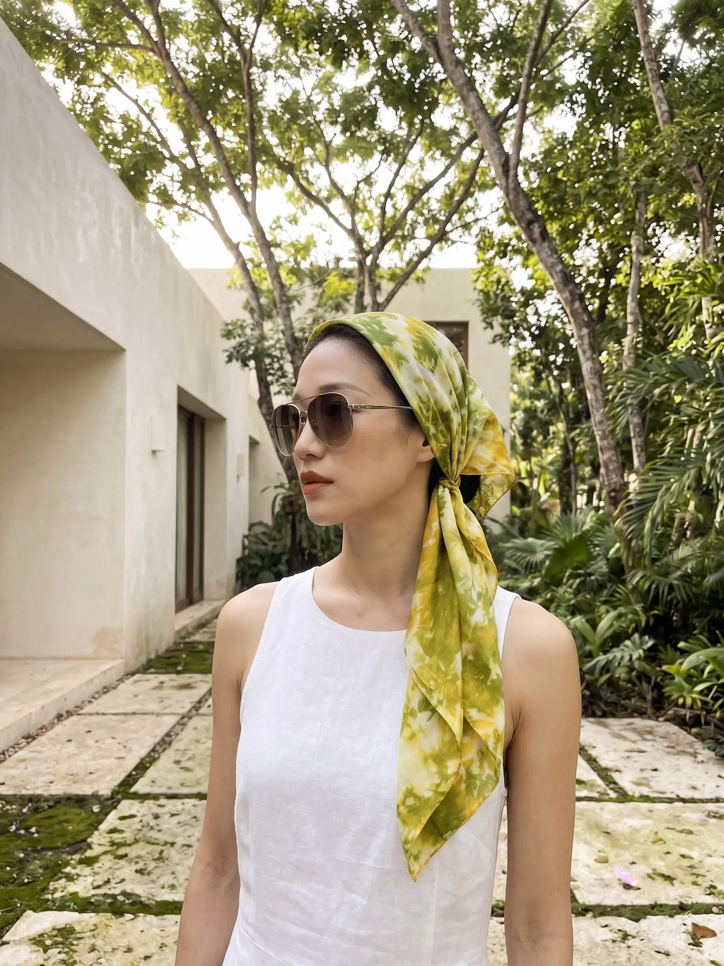 Khăn lụa tơ tằm nhuộm loang tiedye dài thời trang Hity