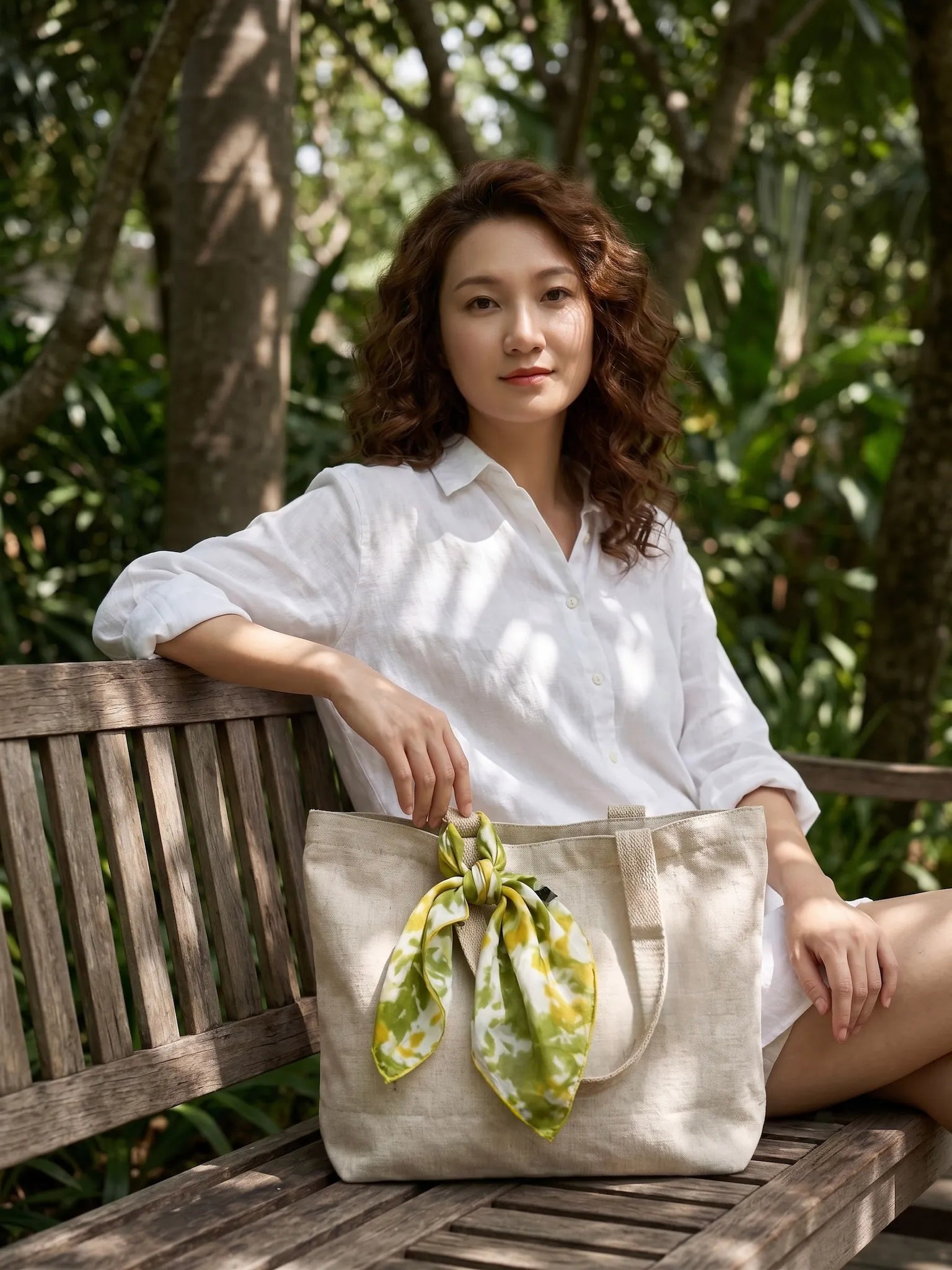 Khăn lụa tơ tằm nhuộm loang tiedye vuông mini thời trang Hity
