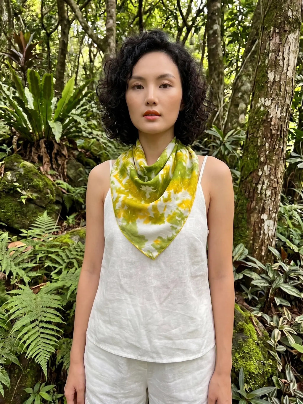 Khăn lụa tơ tằm nhuộm loang tiedye vuông mini thời trang Hity