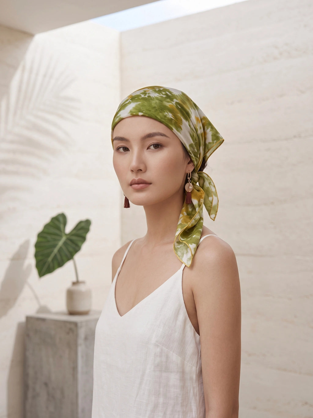 Khăn lụa tơ tằm nhuộm loang tiedye vuông mini thời trang Hity