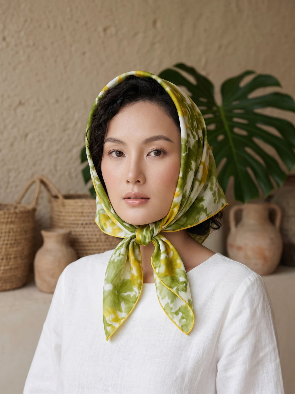 Khăn lụa tơ tằm nhuộm loang tiedye vuông thời trang Hity