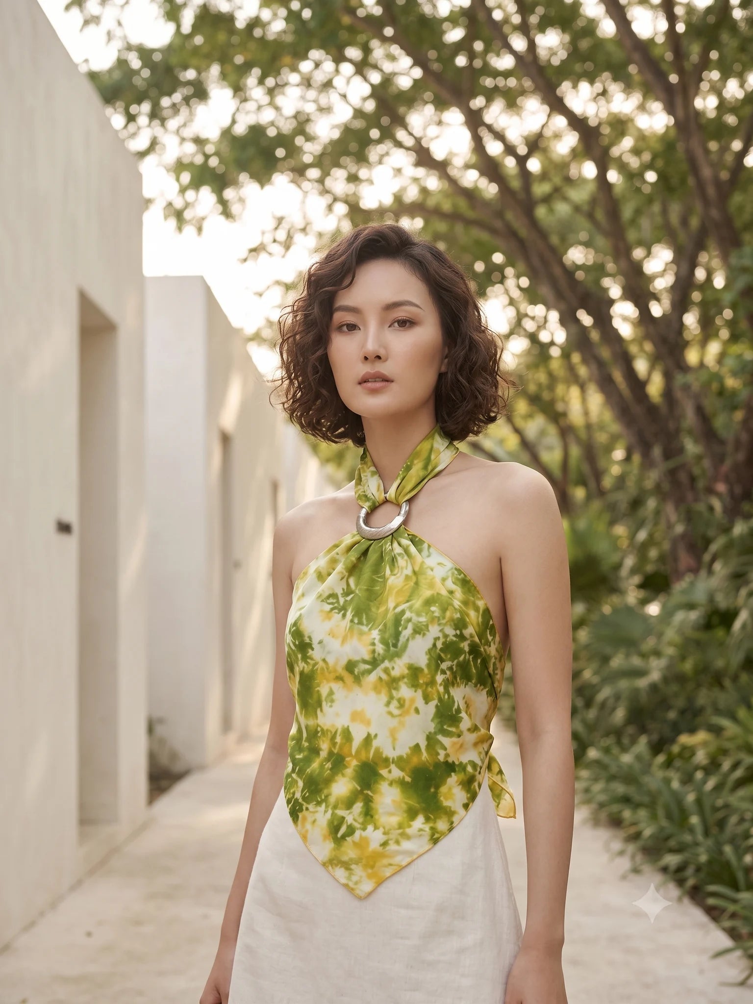 Khăn lụa tơ tằm nhuộm loang tiedye vuông thời trang Hity