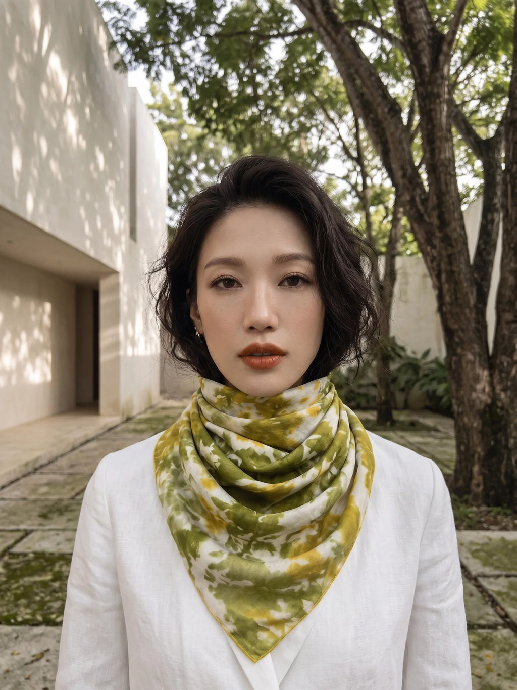 Khăn lụa tơ tằm nhuộm loang tiedye vuông thời trang Hity