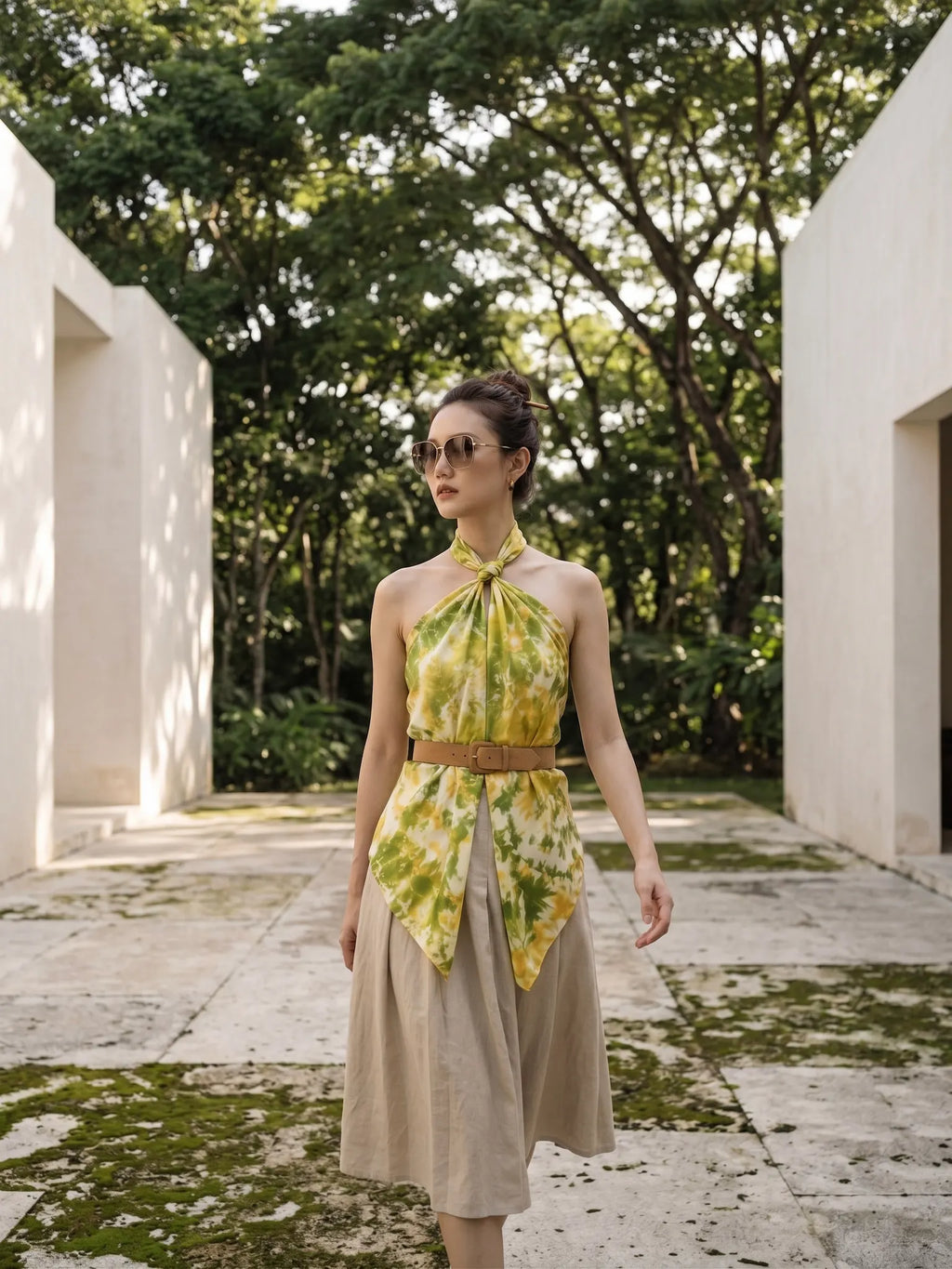 Khăn lụa tơ tằm nhuộm loang tiedye vuông thời trang Hity