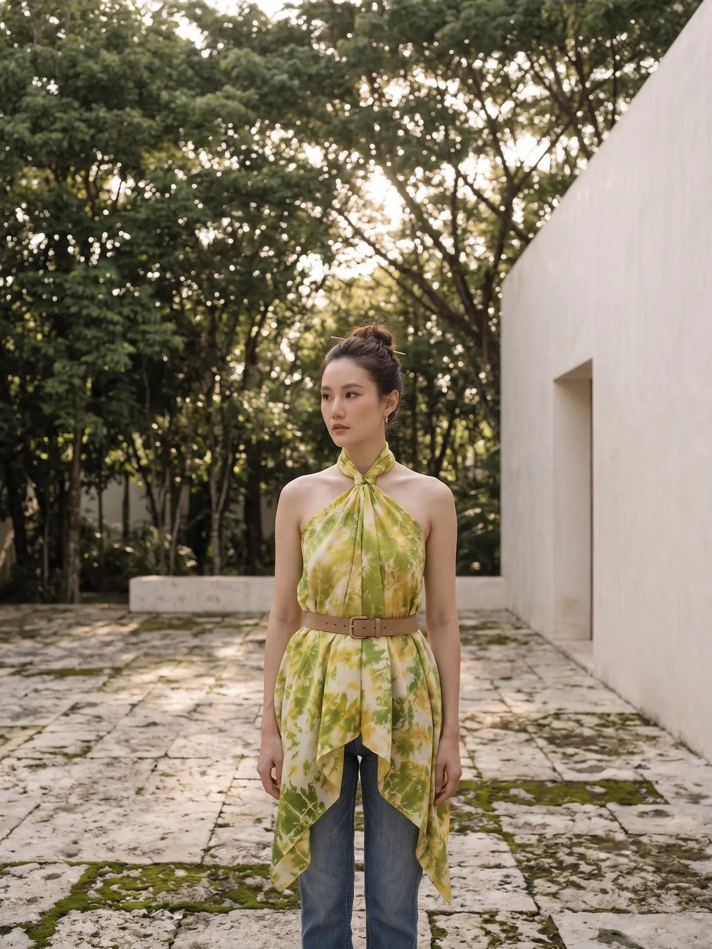 Khăn lụa tơ tằm nhuộm loang tiedye vuông thời trang Hity