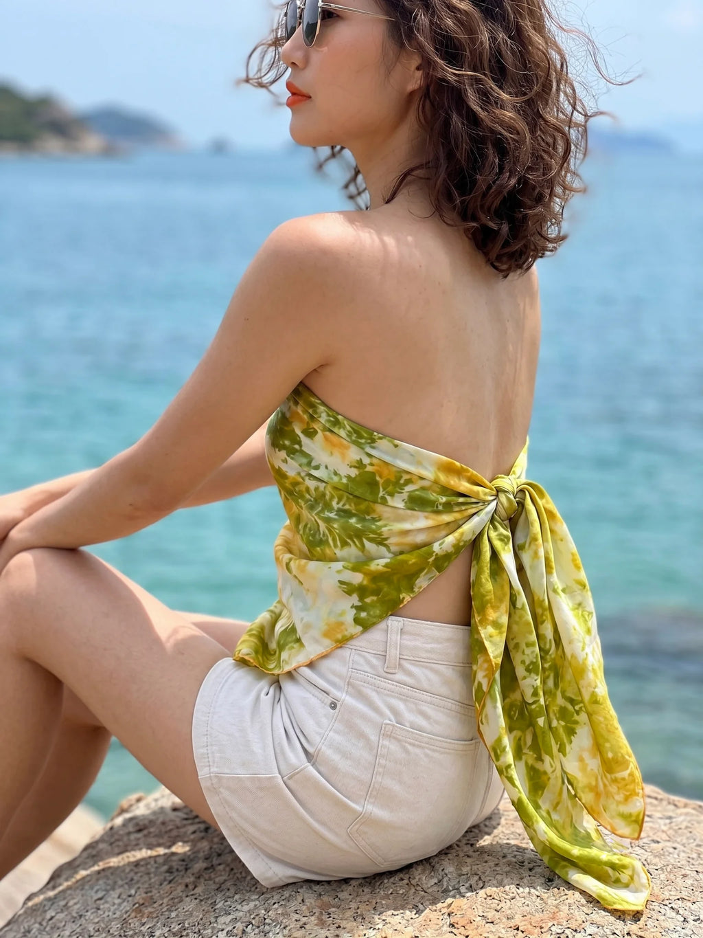 Khăn lụa tơ tằm nhuộm loang tiedye vuông thời trang Hity