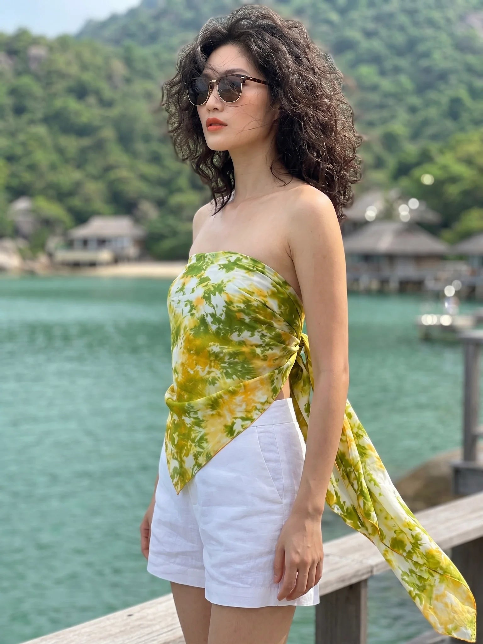 Khăn lụa tơ tằm nhuộm loang tiedye vuông thời trang Hity