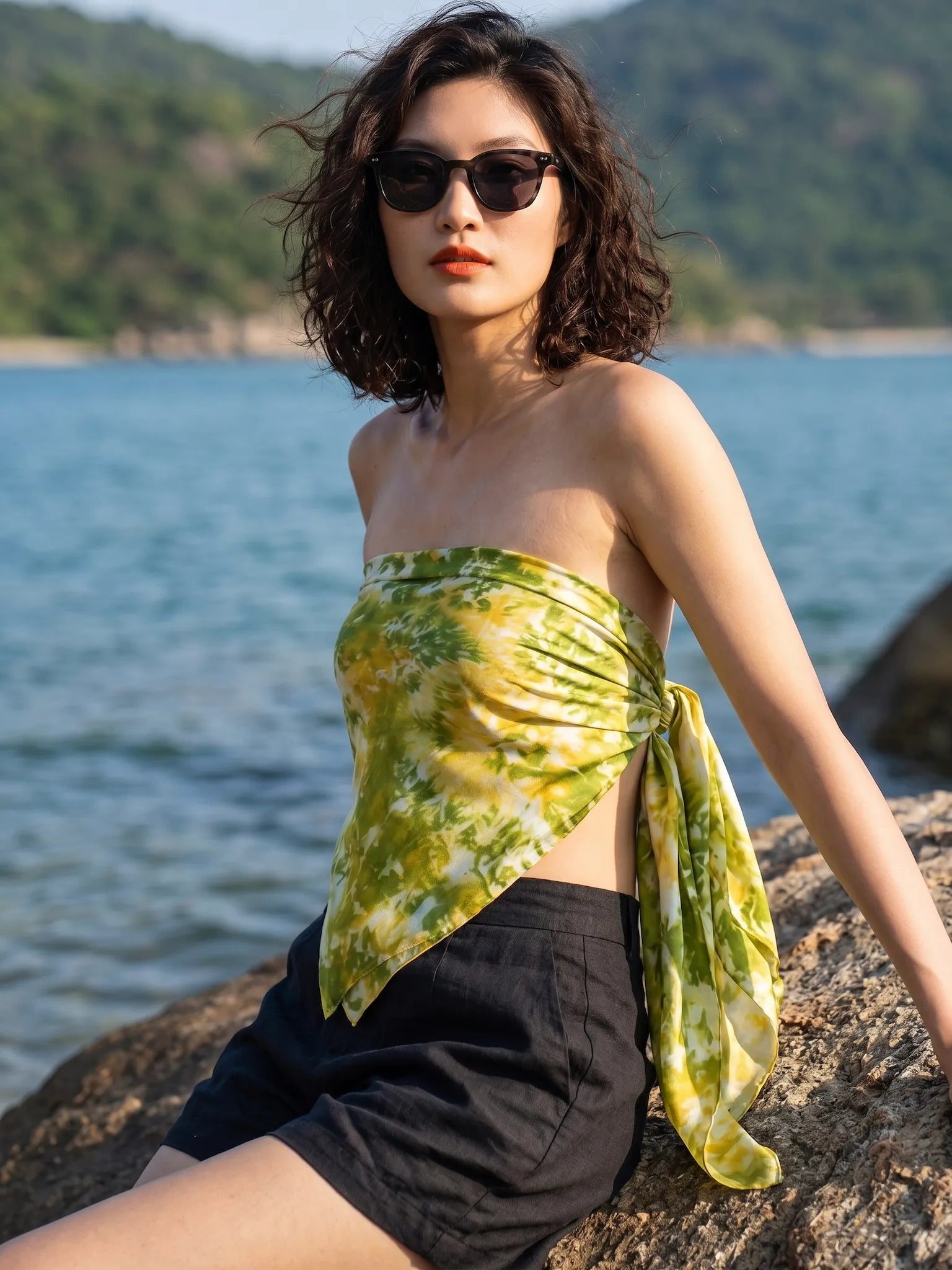 Khăn lụa tơ tằm nhuộm loang tiedye vuông thời trang Hity