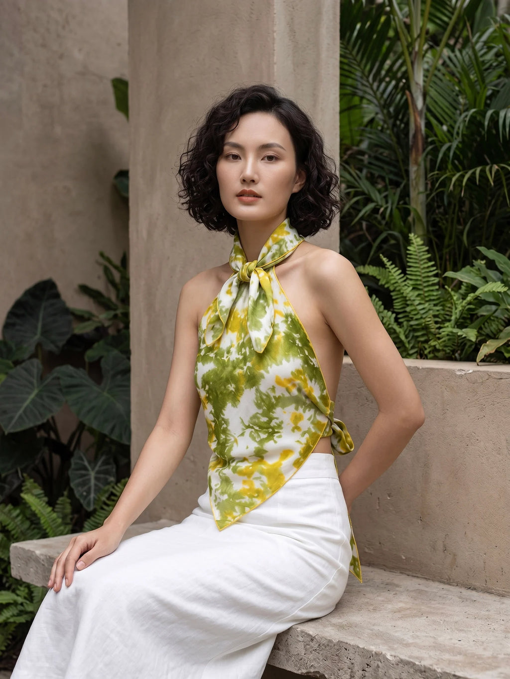 Khăn lụa tơ tằm nhuộm loang tiedye mini thời trang Hity