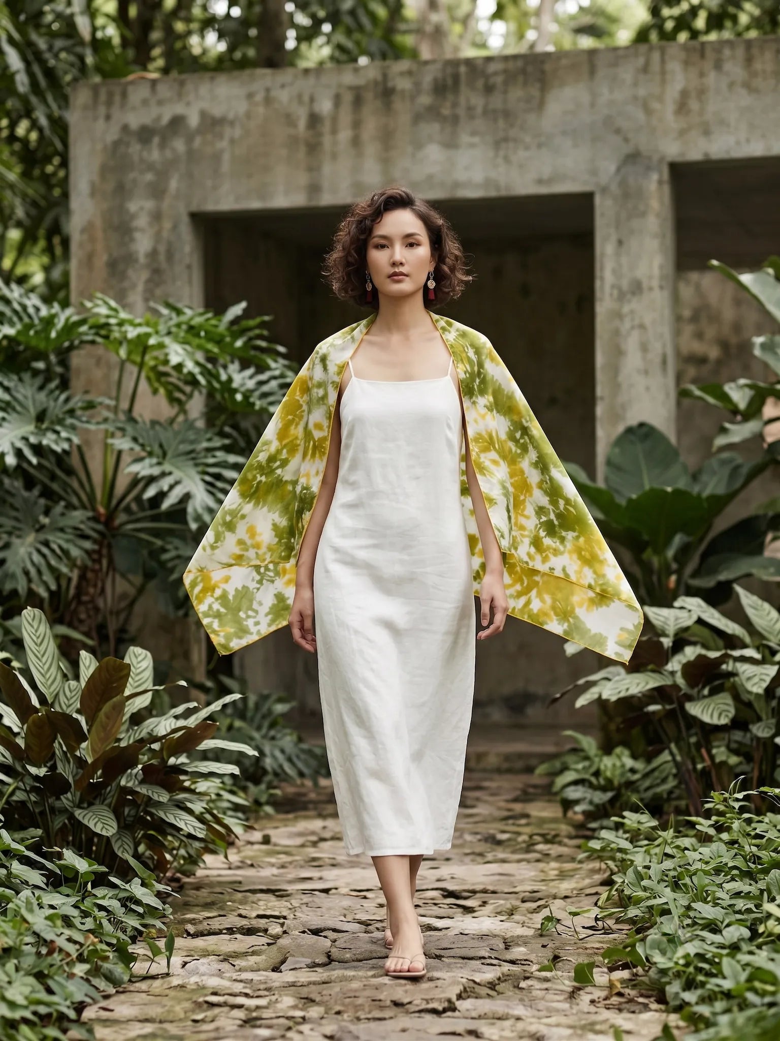 Khăn lụa tơ tằm nhuộm loang tiedye oversize thời trang Hity